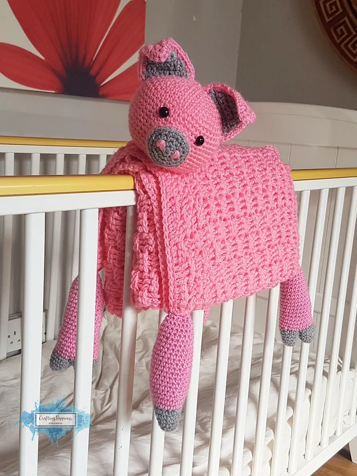 Crochet Pig Baby Blanket Pattern | Pram Stroller Toy (PDF Pattern) product image (1)