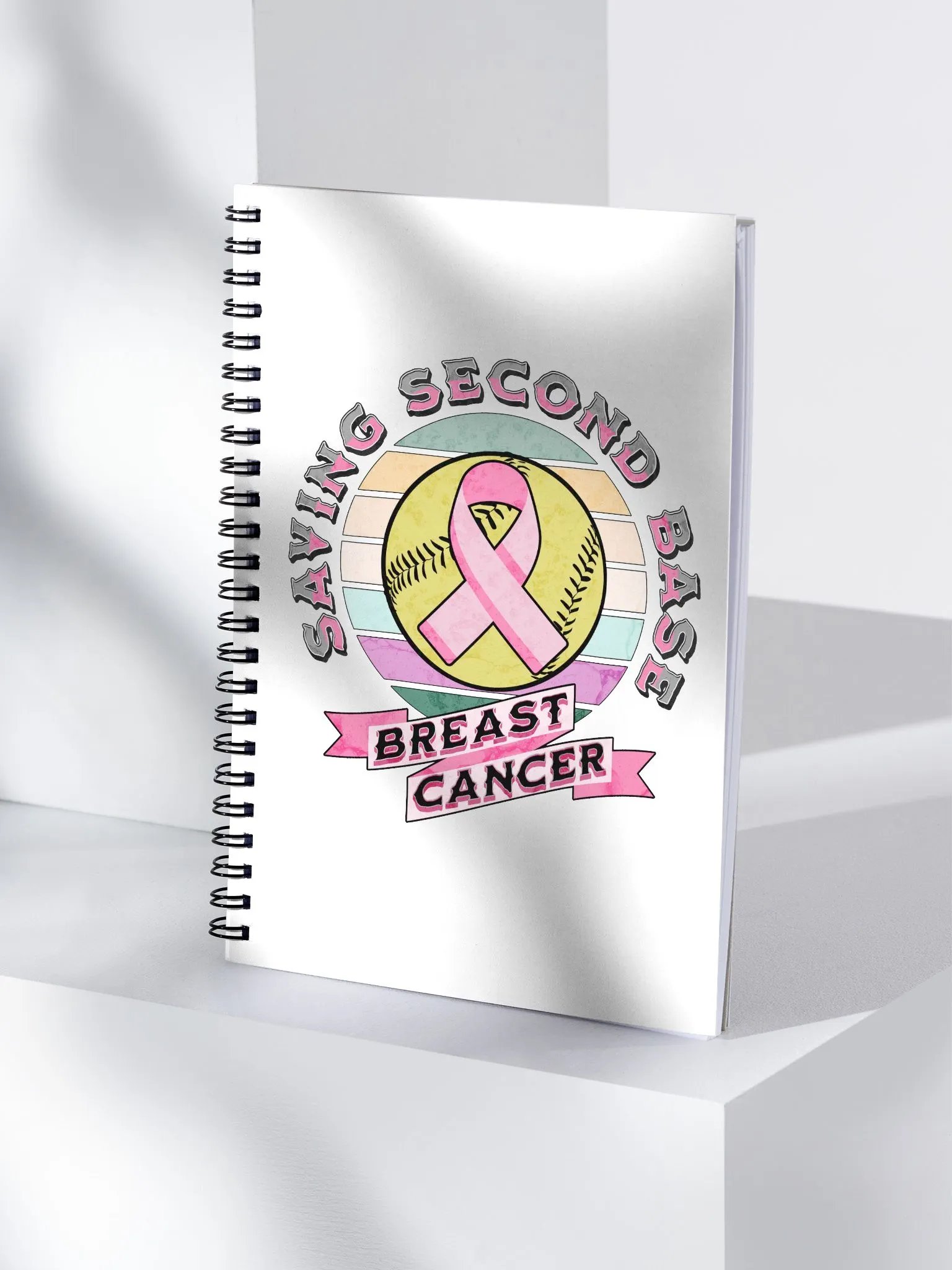 Saving Second Base Breast Cancer Softball Notebook product image (1)