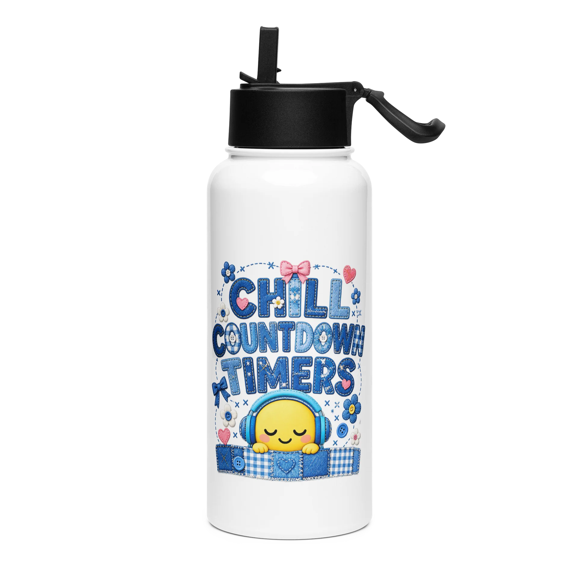 Chill Countdown Timers Denim Patchwork Water Bottle product image (3)