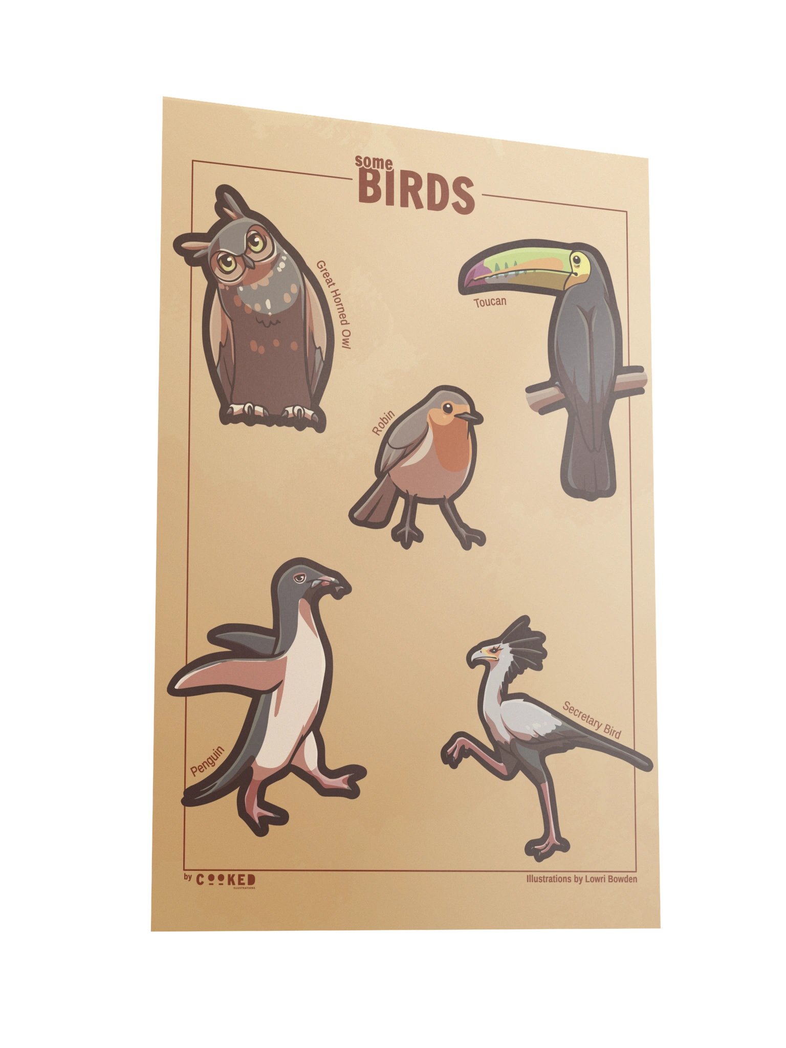 Cute Birds Poster - 5 Illustrated Birds - Original Illustrated Poster product image (4)