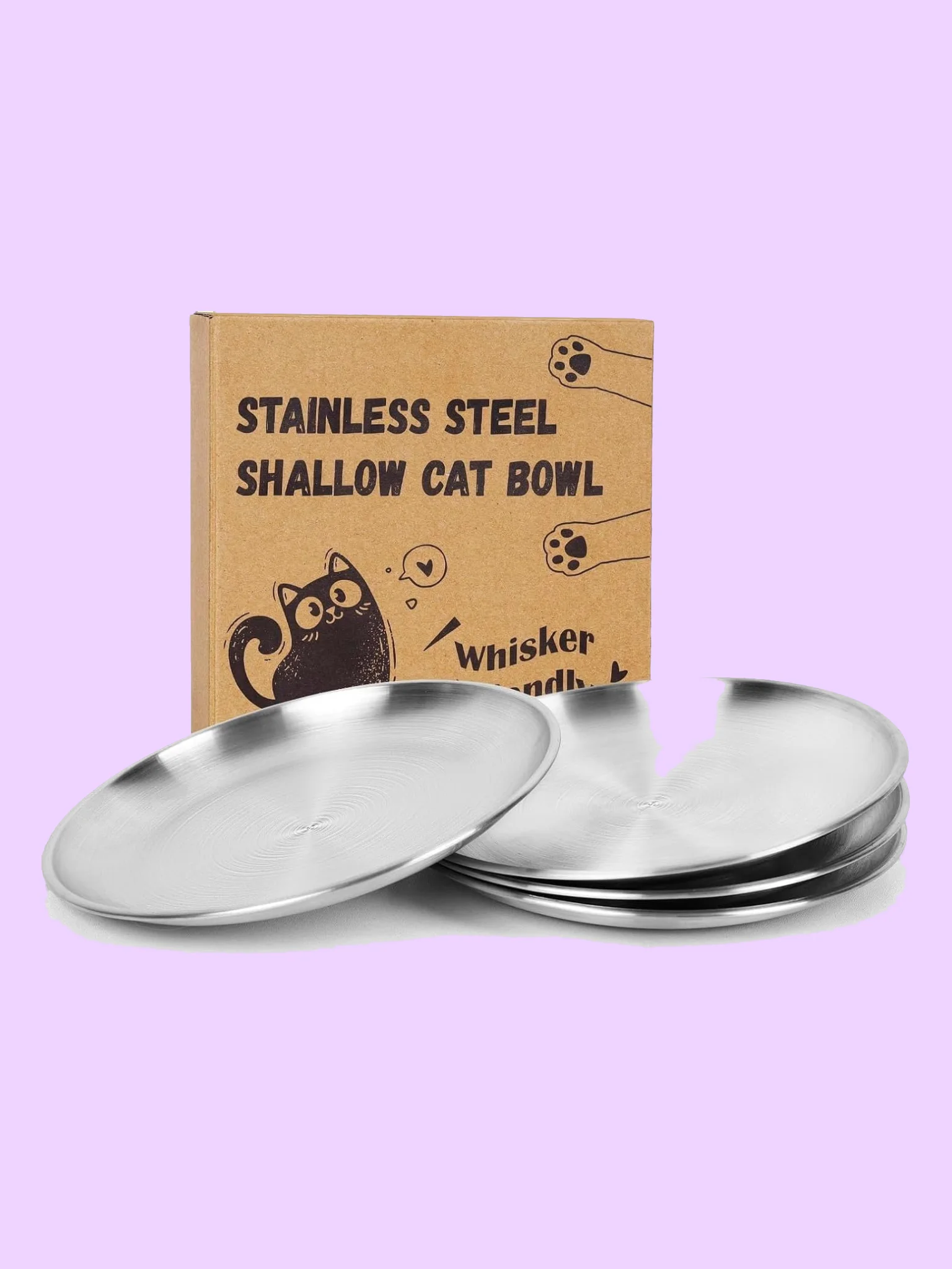 Whisker-Friendly Stainless Steel Cat Bowls (4 Pack) product image (1)