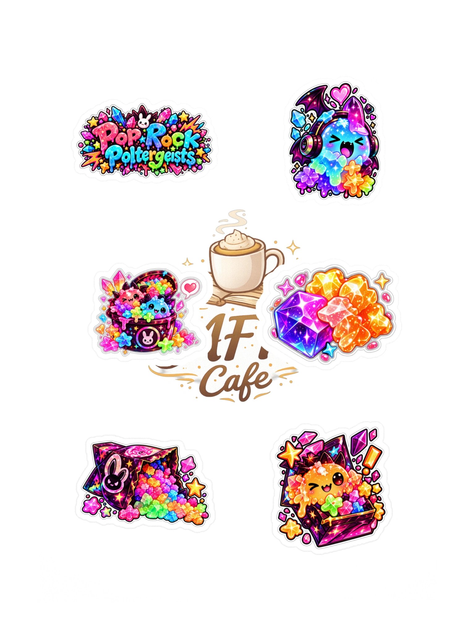 The AFK Cafe™ Pop Rock Poltergeists | 6-Piece Sticker Pack Vol. 3 product image (3)