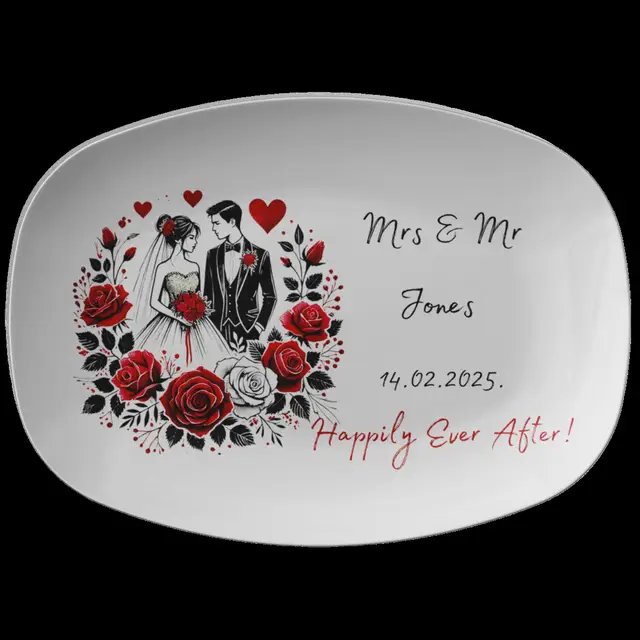 Wedding Platter Personalized, Happily Ever After Design, Bridal Keepsake, Custom Anniversary Gift, Couple's Plate https://jewelryluxeus.store/products/personalized-wedding-platter-happily-ever-after-gift