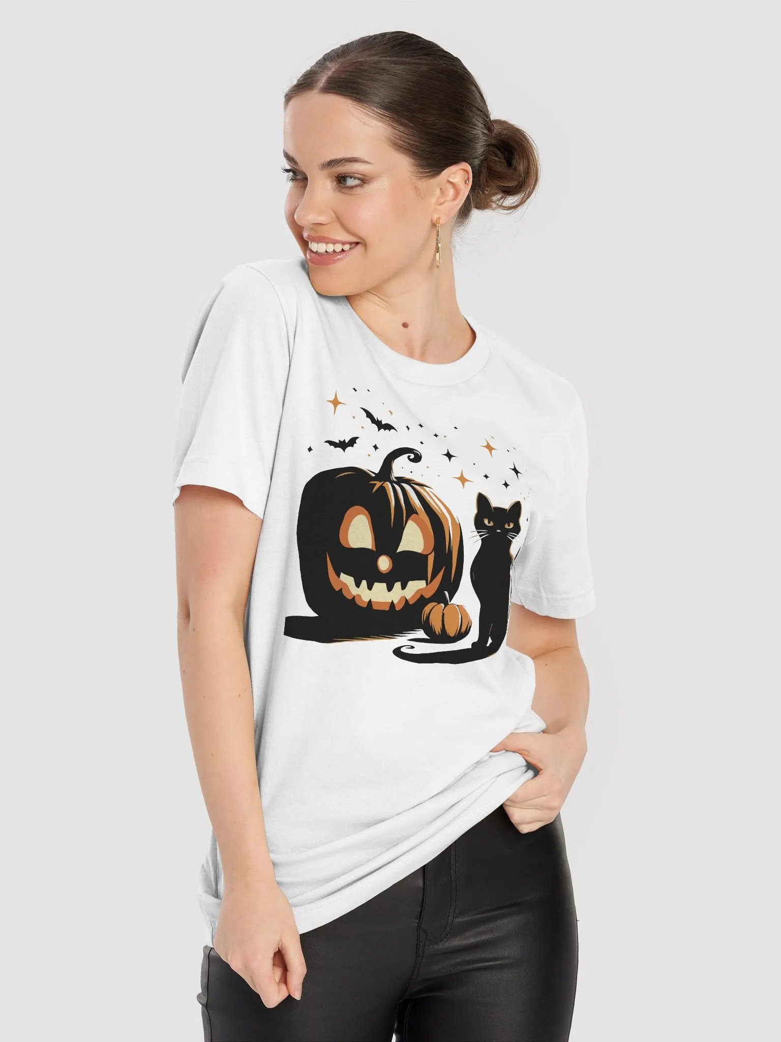 Halloween Pumpkin and Black Cat Supersoft Unisex T-Shirt product image (18)