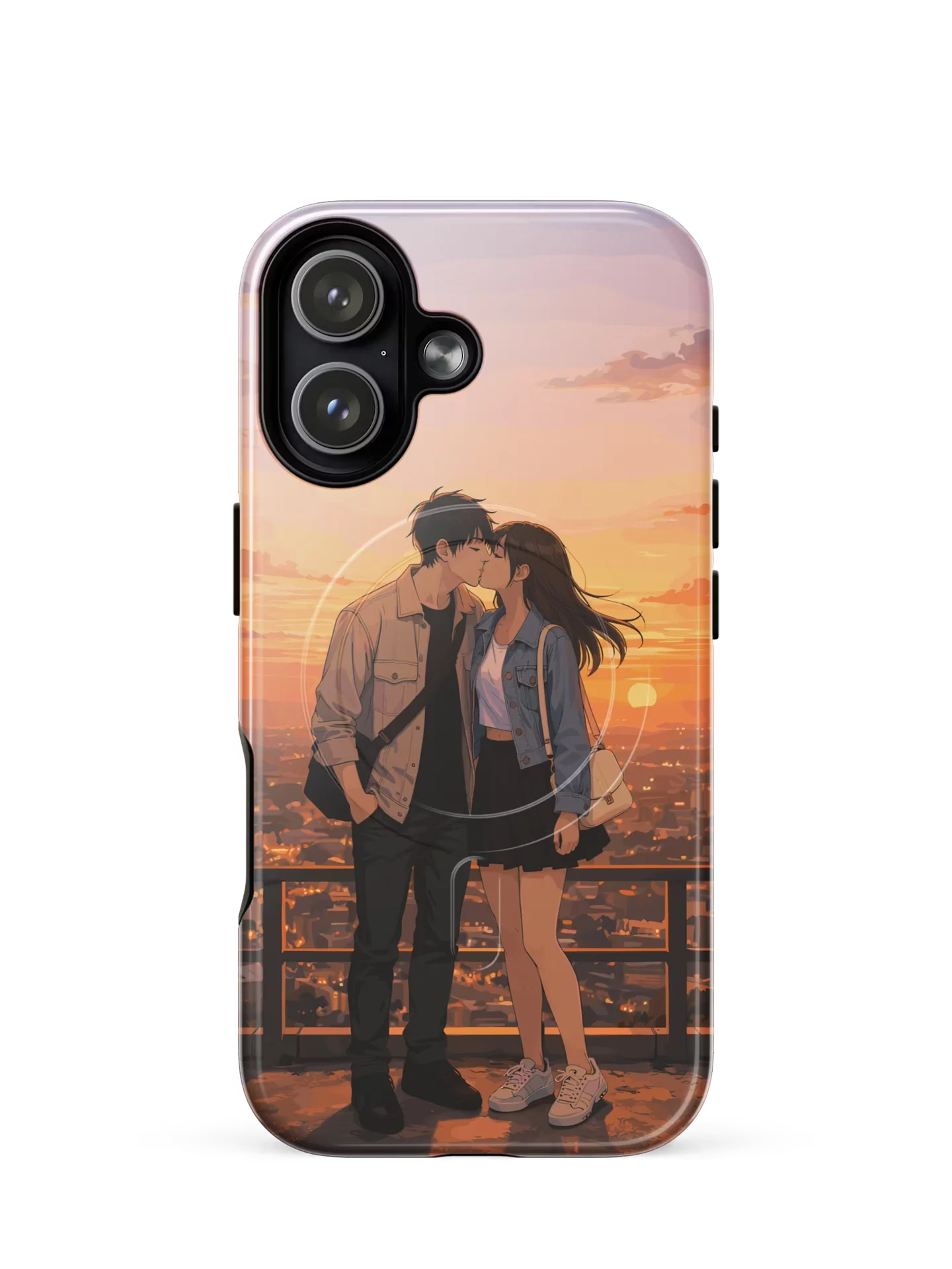 Anime couple sunset kiss on the city iPhone® Tough Case product image (1)