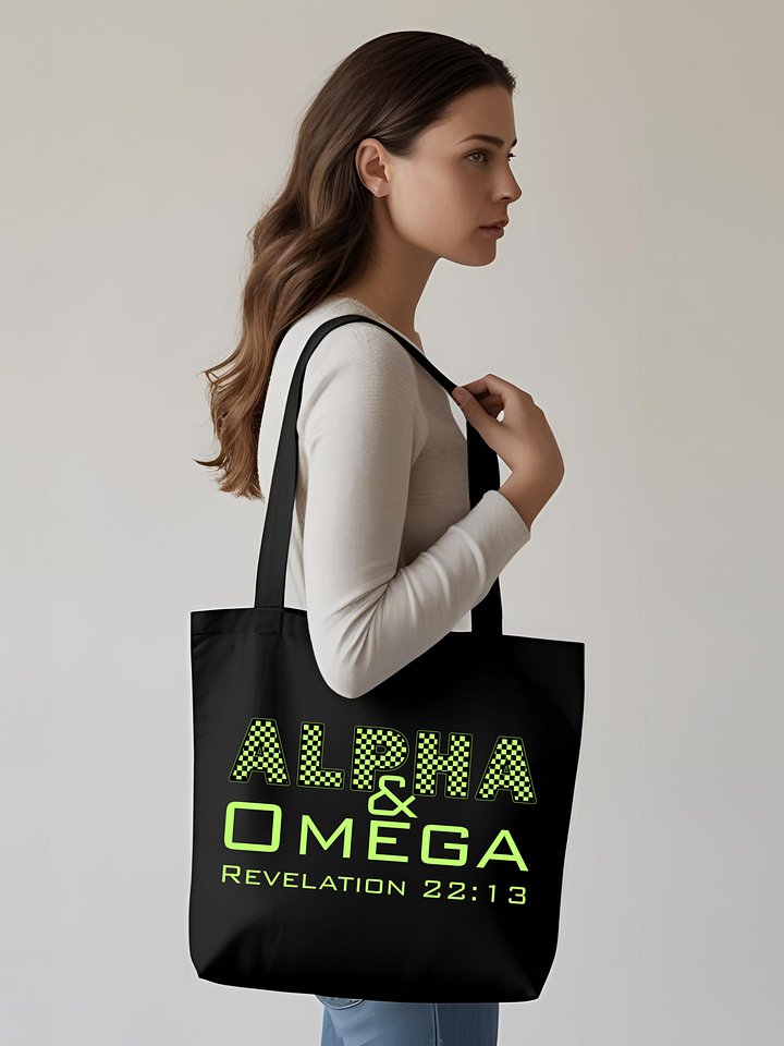 Alpha & Omega Christian Eco Tote Bag | Faith-Inspired Reusable Bag | Jesus Christ Bible Verse Tote for Believer product image (1)