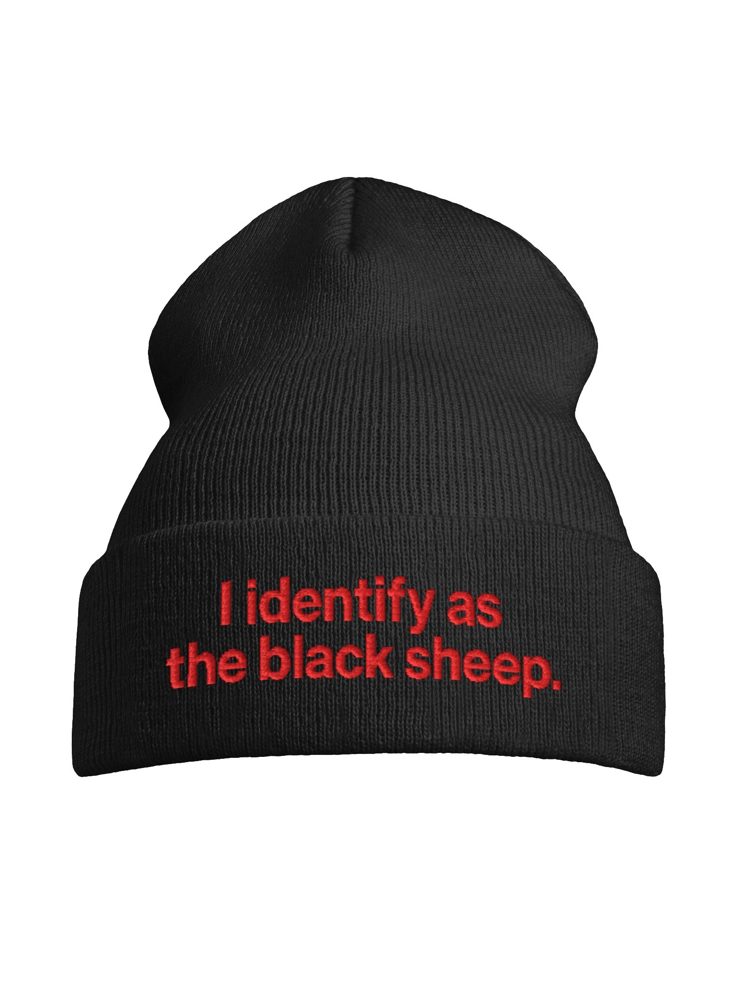 "I identify as a black sheep."Embroidered Knit Cuffed Beanie product image (20)