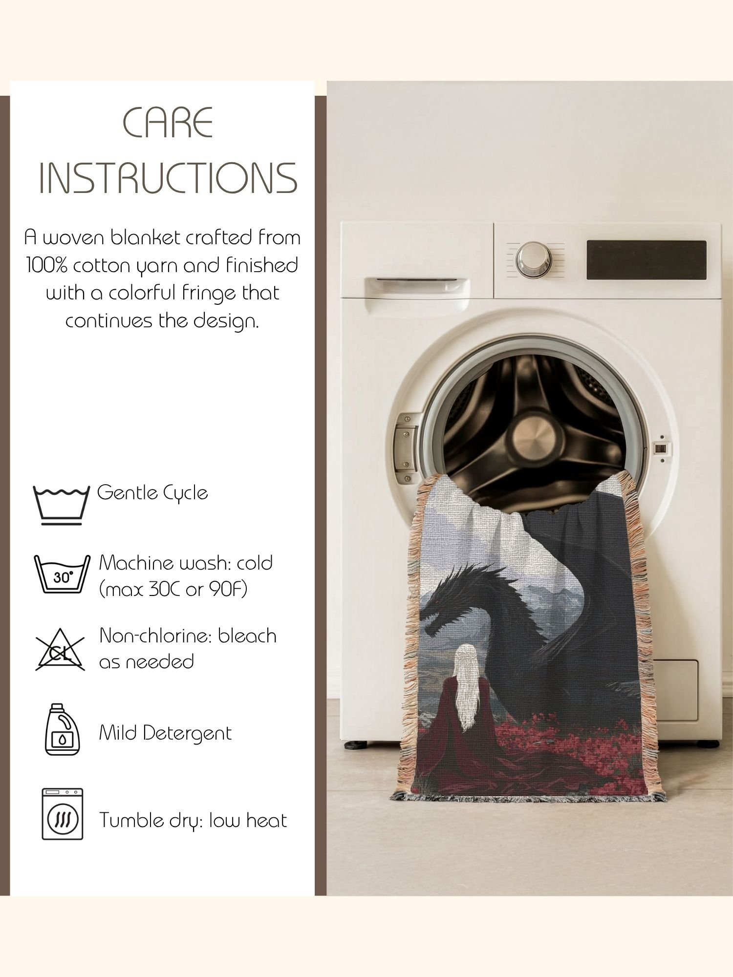 Mother of Dragons: Khaleesi and Drogon Woven Blanket product image (4)