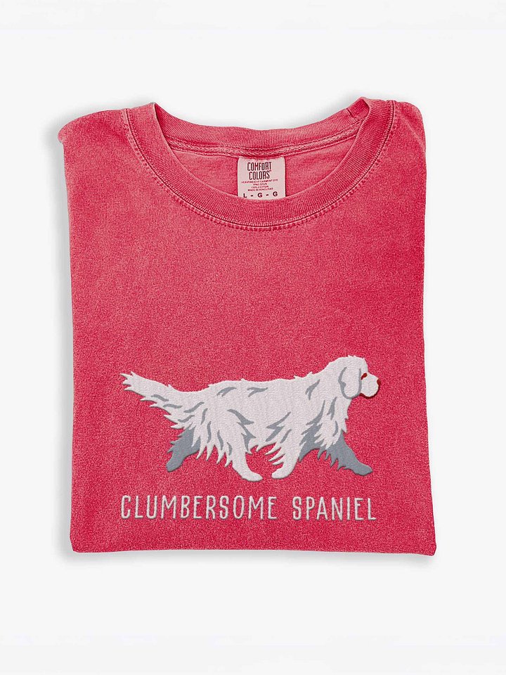 Clumbersome Spaniel T-Shirt(Embroidered) of a Clumber Spaniel(White) product image (1)