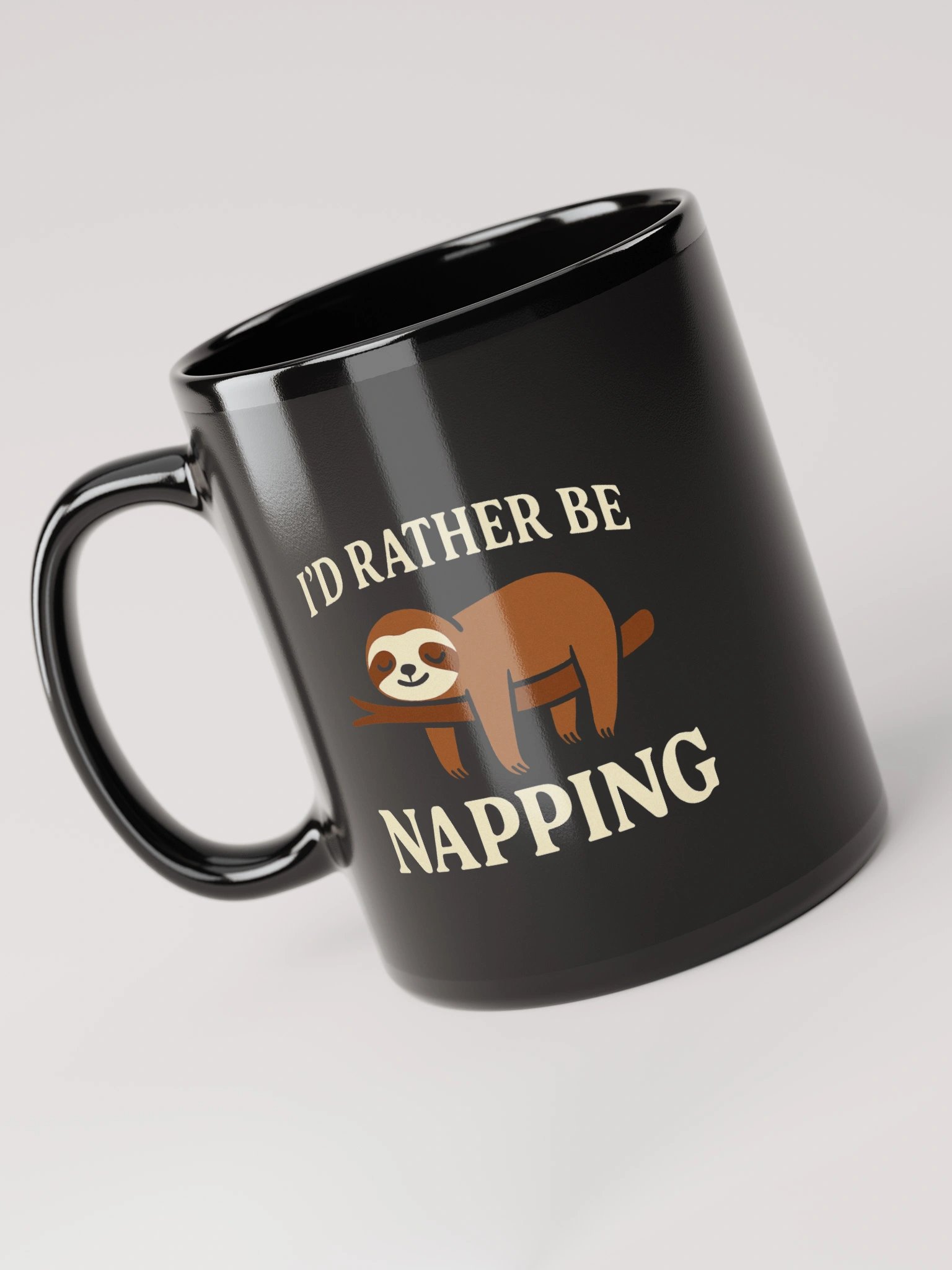 I’d Rather Be Napping Black Glossy Mug product image (6)