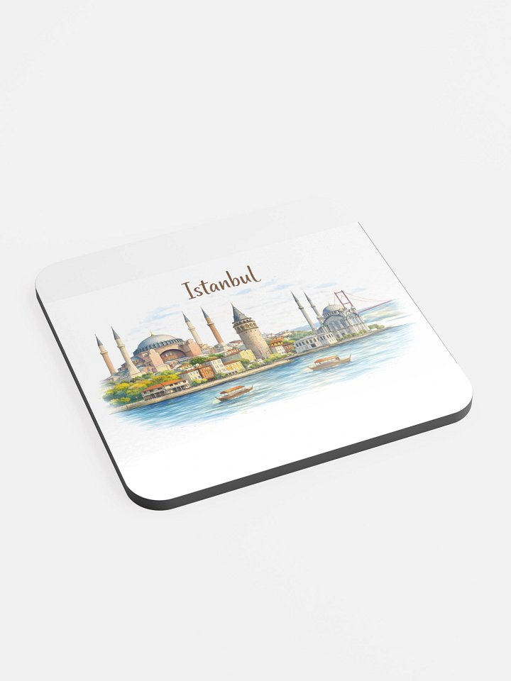 Istanbul Illustrated Glossed Cork Coaster product image (2)