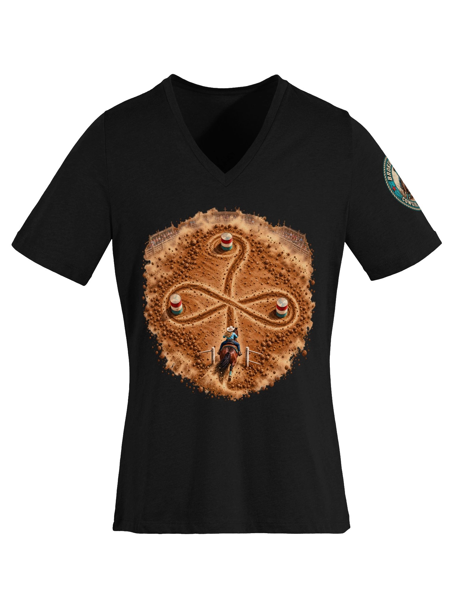 Barrel Racing V-Neck — Cloverleaf Overhead Rodeo Shirt | Broken Cowgirl™ product image (7)