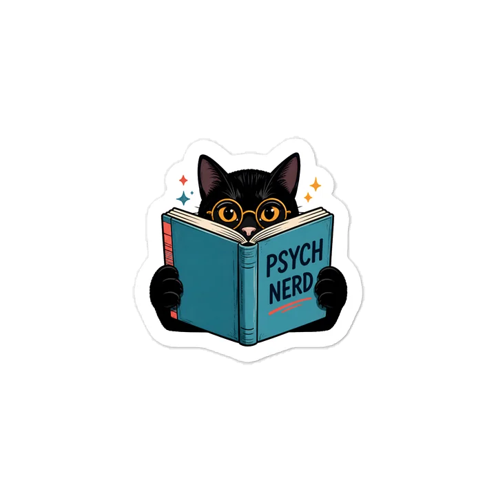 PSYCH NERD READING CAT | PSYCHOLOGY VINYL STICKER product image (1)