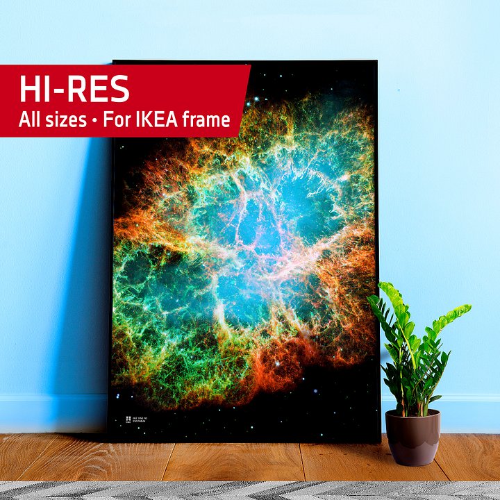 Crab Nebula. M1, NGC 1952, NASA Hubble Space Telescope — Hi-Res Space poster, science poster, space photo product image (1)