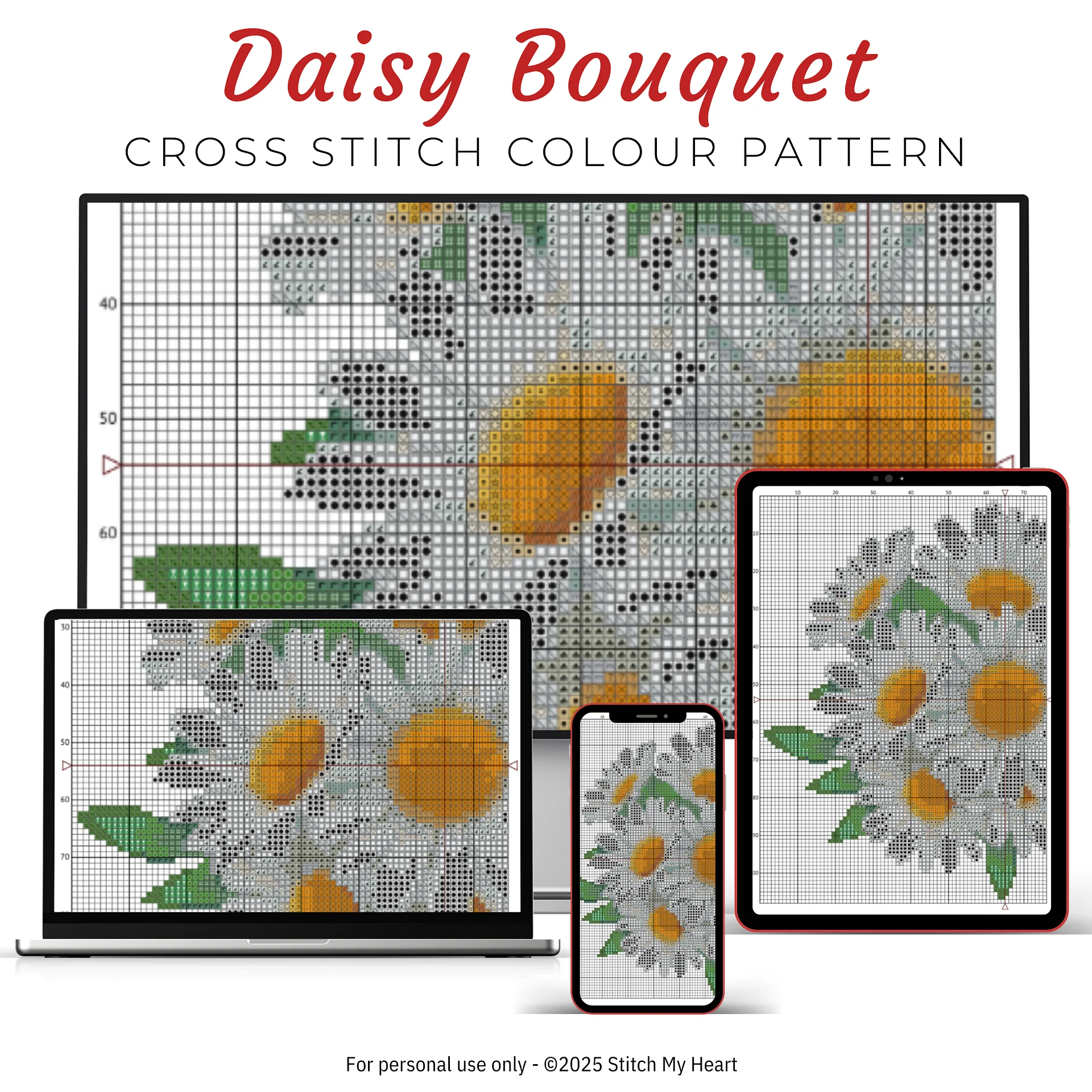 Daisy Bouquet Cross Stitch Pattern product image (3)