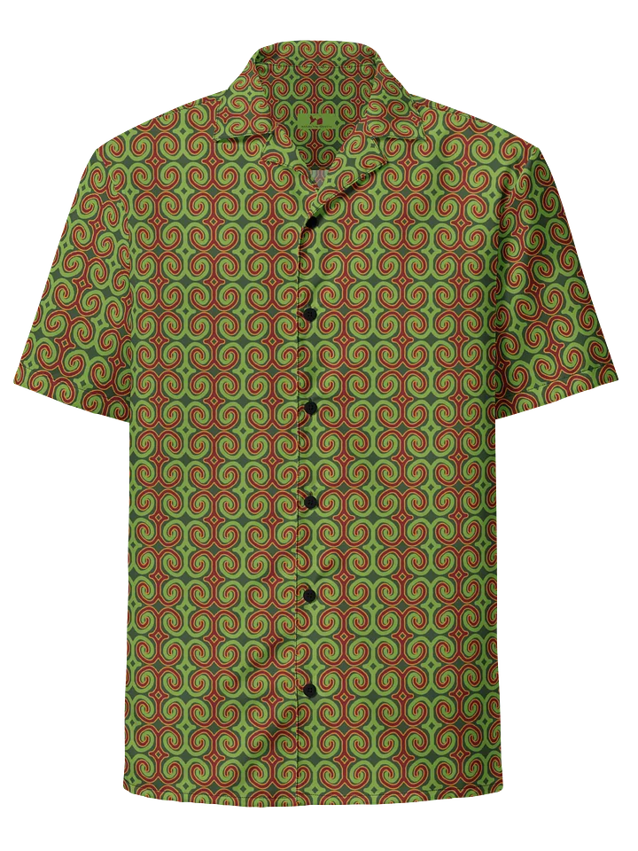 Red & Green Christmas Swirl Oversized Button-Down Shirt product image (1)