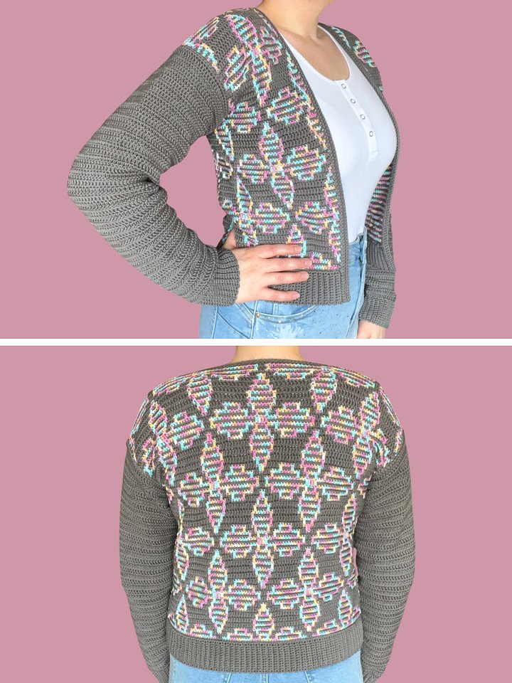 Crochet Pattern: Floral Mosaic Cardigan, One Size Only for XS, S, M product image (2)