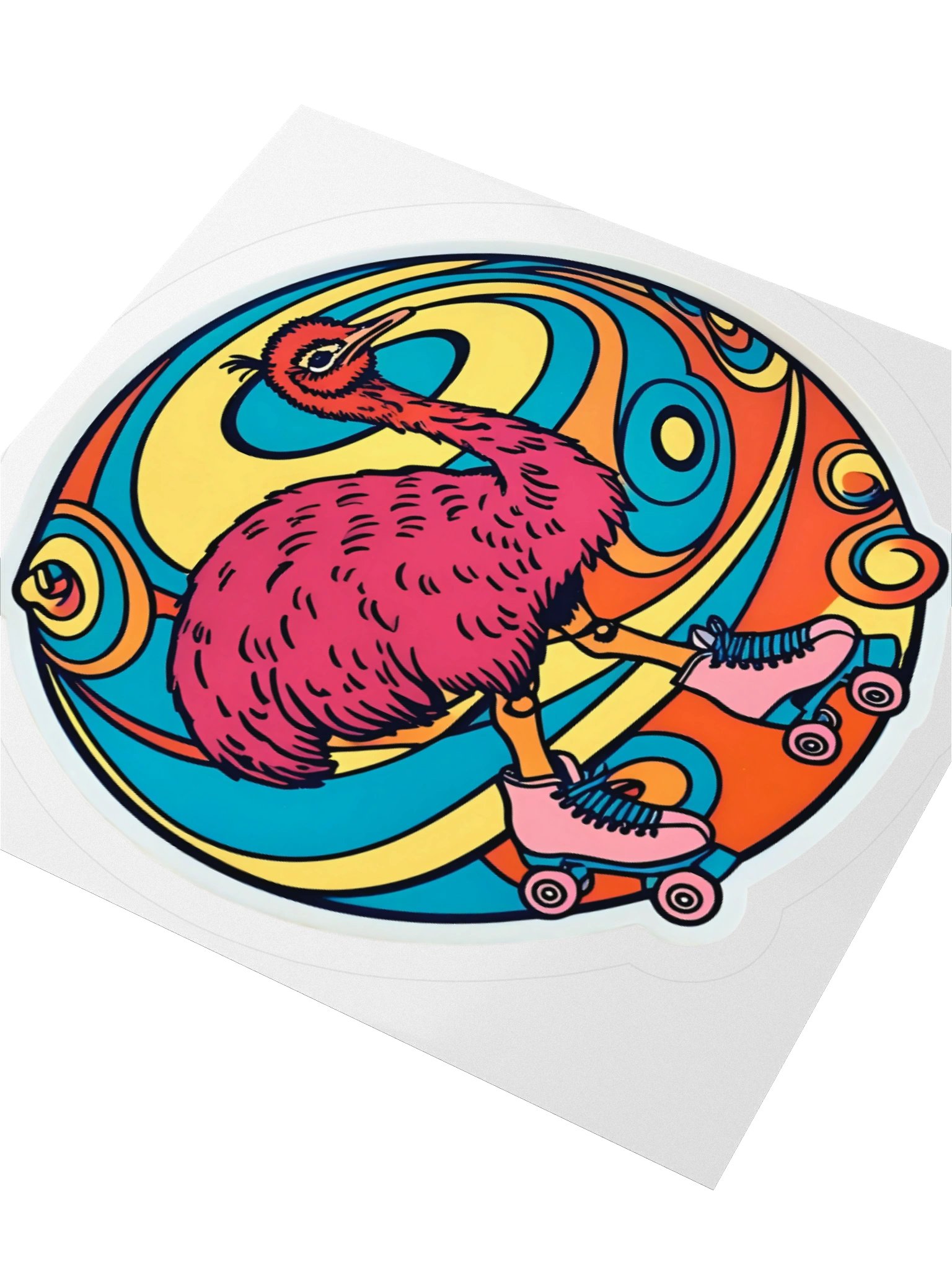 Psychedelic Emu Roller Skates Sticker product image (3)