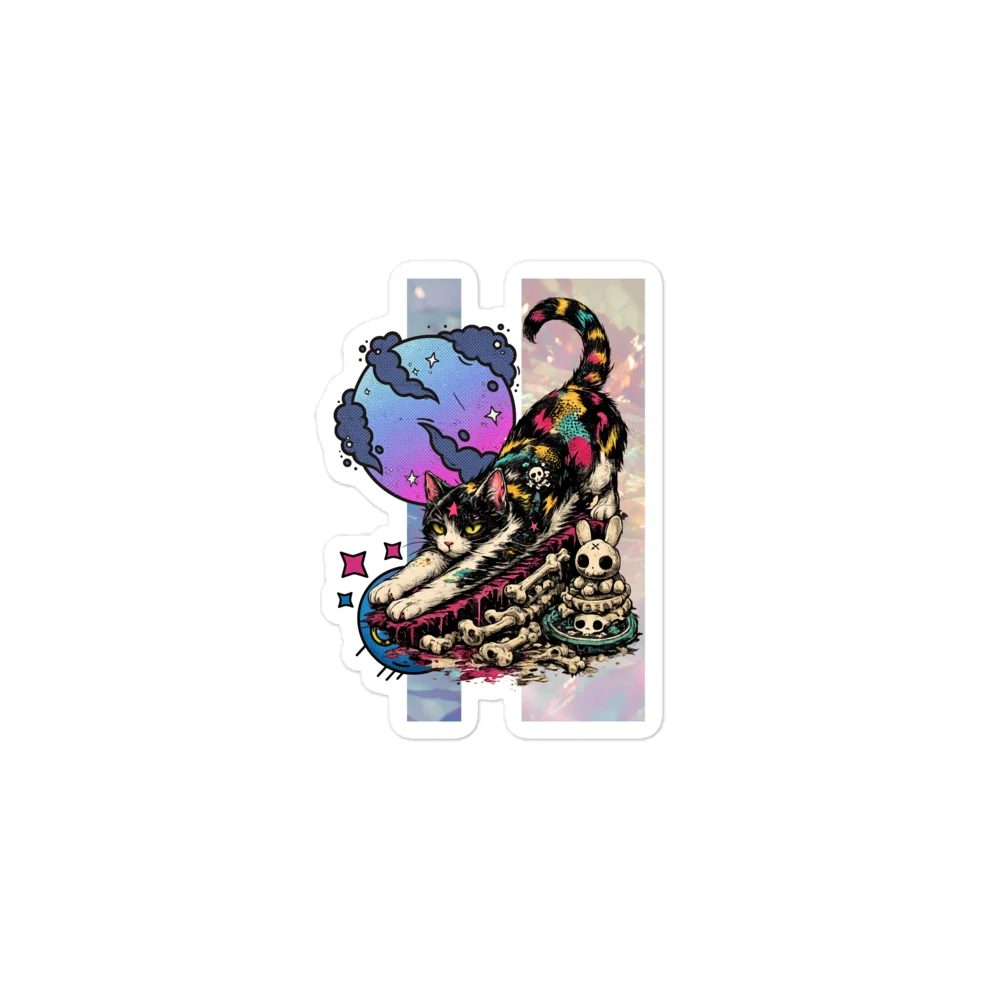 Neon Bone Cat Sticker product image (1)