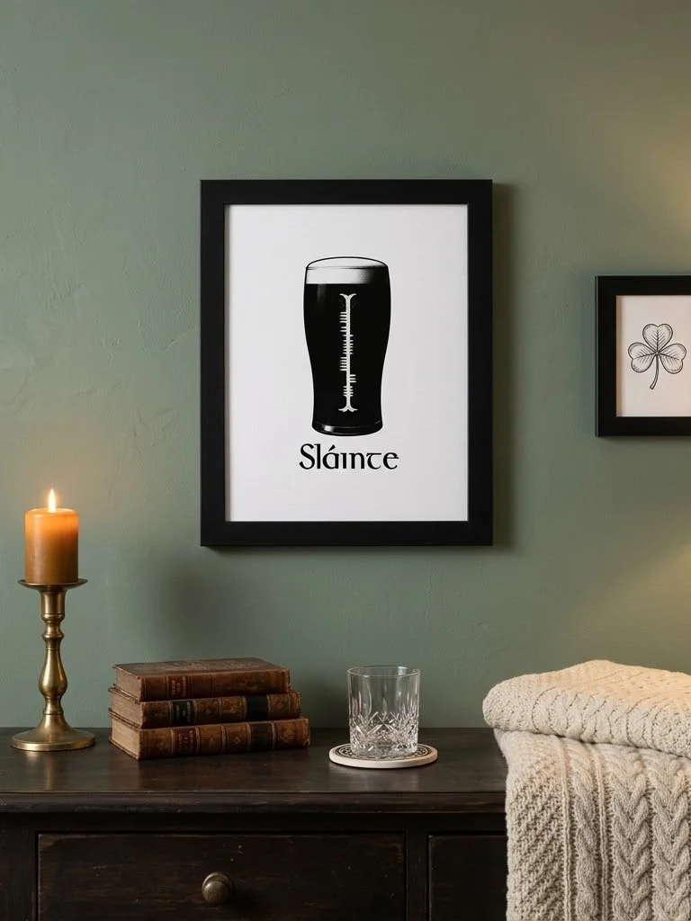 Sláinte – Celtic Health & Cheers Ogham Framed Art Print product image (40)