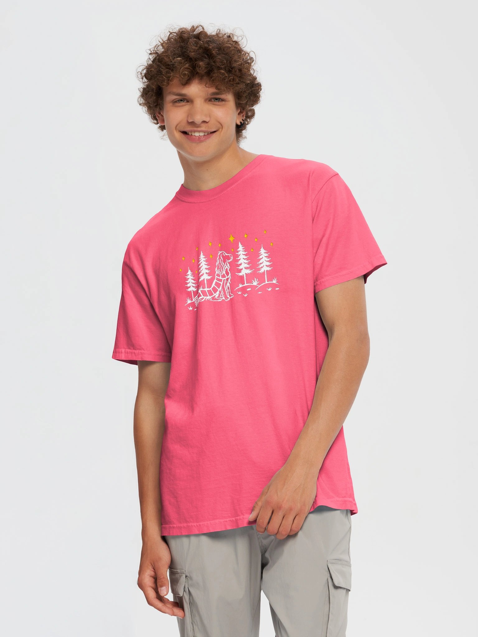 Field Spaniel Winter/Christmas Line Art Design Embroidered T-Shirt product image (95)