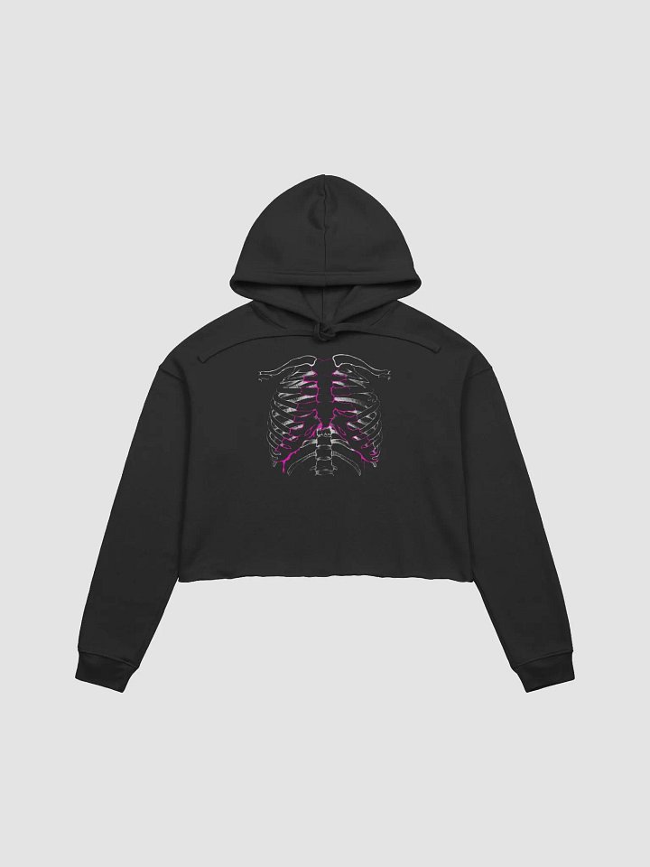 Pink Rib Crop Hoodie- Black product image (1)