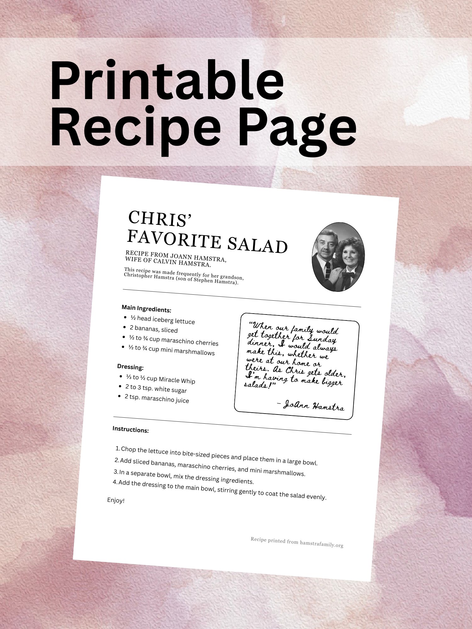 🍒 Chris’ Favorite Salad – Printable Family Recipe Card product image (1)