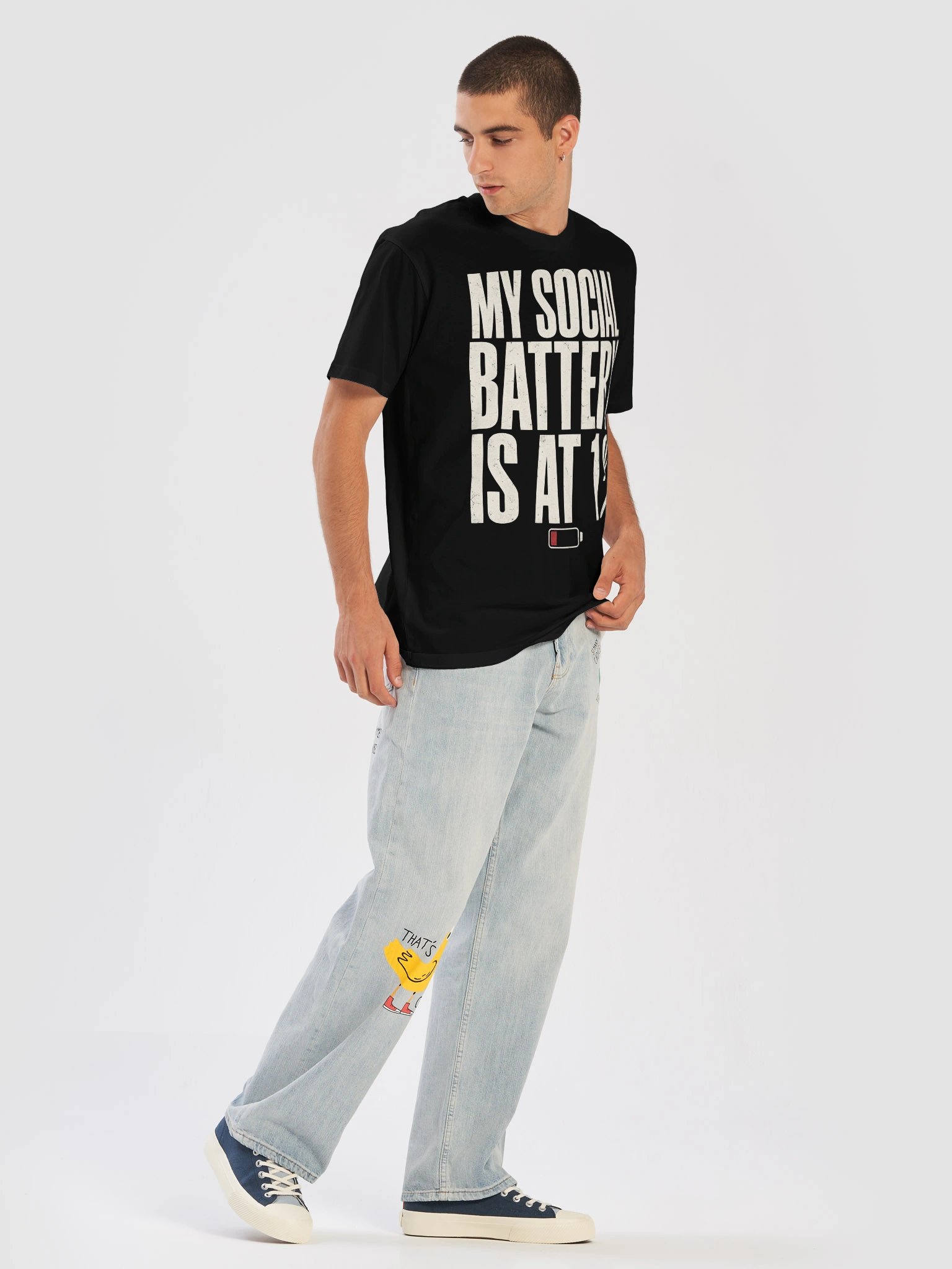 My Social Battery Is at 1% T-Shirt | Funny Introvert Graphic Tee product image (31)