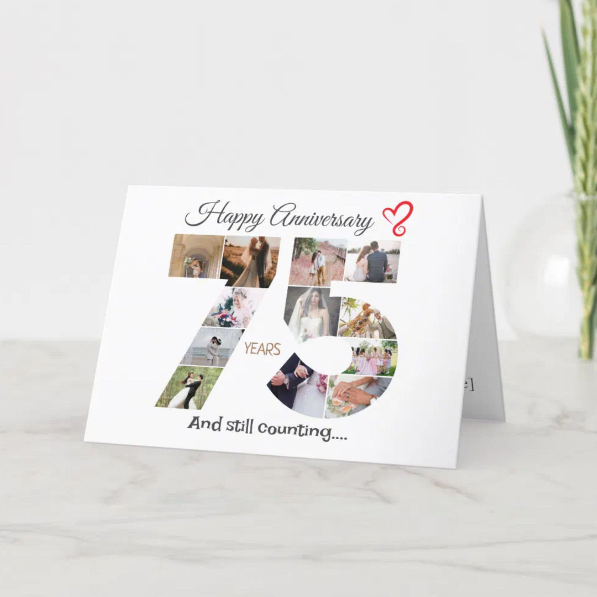 75 Year Anniversary Photo Card Editable Canva Template product image (3)