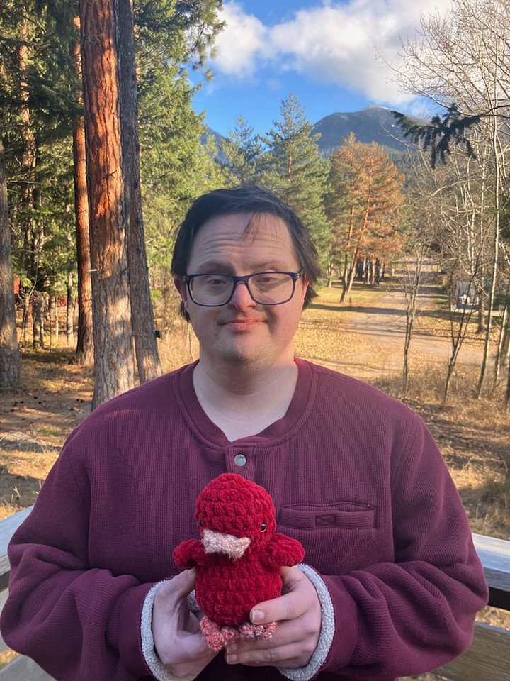 Hand-Crocheted Standing Bird - Vibrant Red with Earth-Toned Accents product image (1)