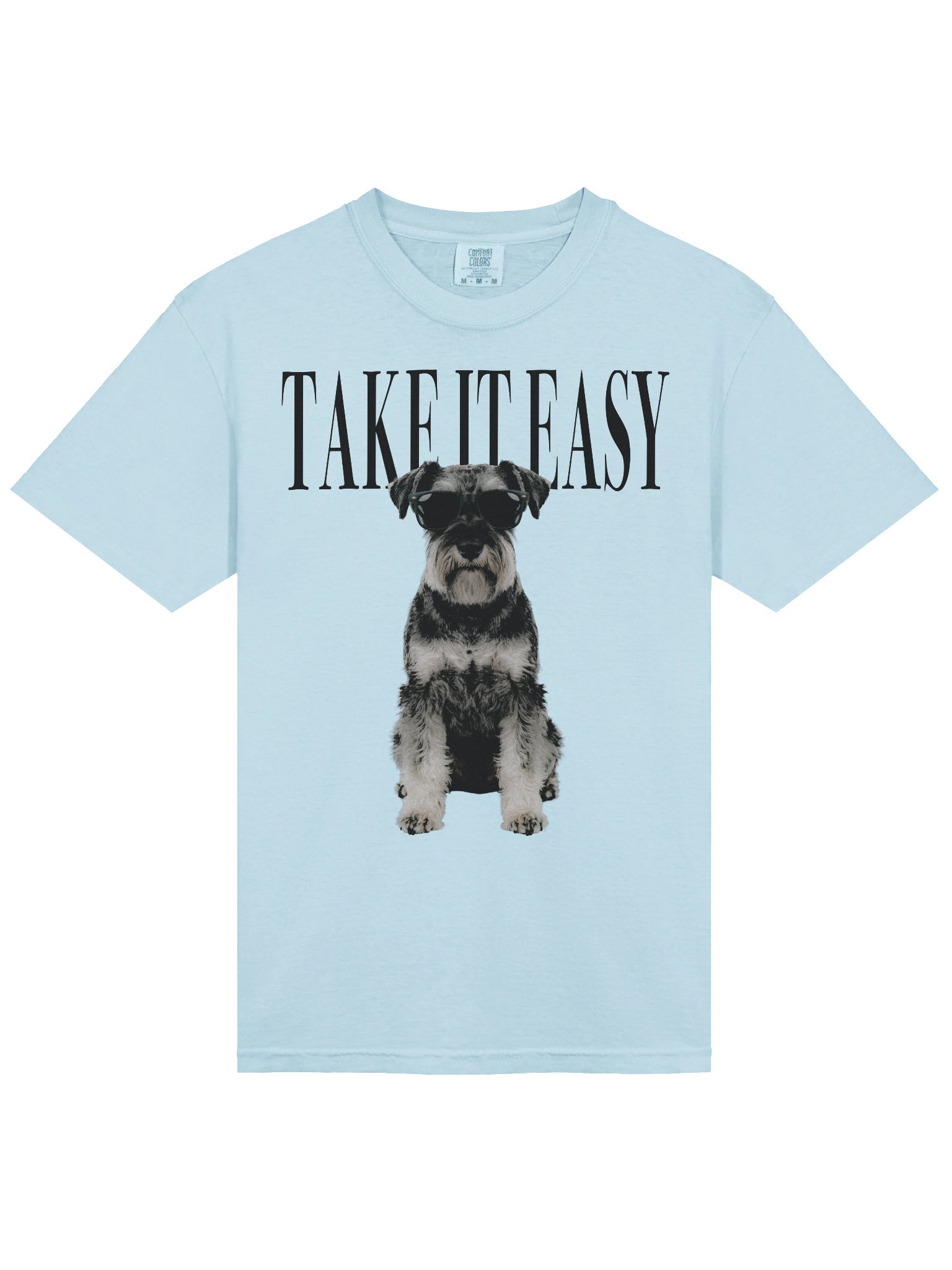 Take It Easy '90s Pop Vintage-Style T-Shirt for Miniature Schnauzer(Black & Silver) Owner product image (6)