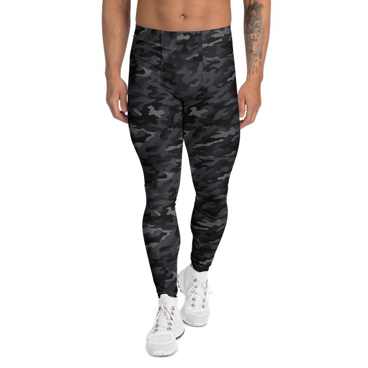 Comfortable Men's Leggings Bold Black Camo Print product image (1)