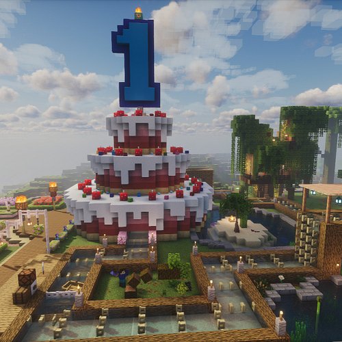 Water Park - Lazy River and Cake

Fully functional lazy river and cake to celebrate the 1 year anniversary of the Misfits SMP...