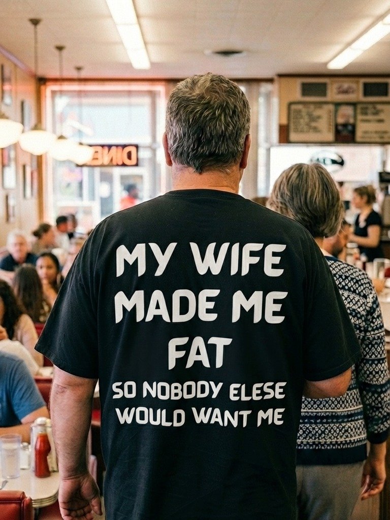 My Wife Made Me Fat Funny Husband T-Shirt product image (1)