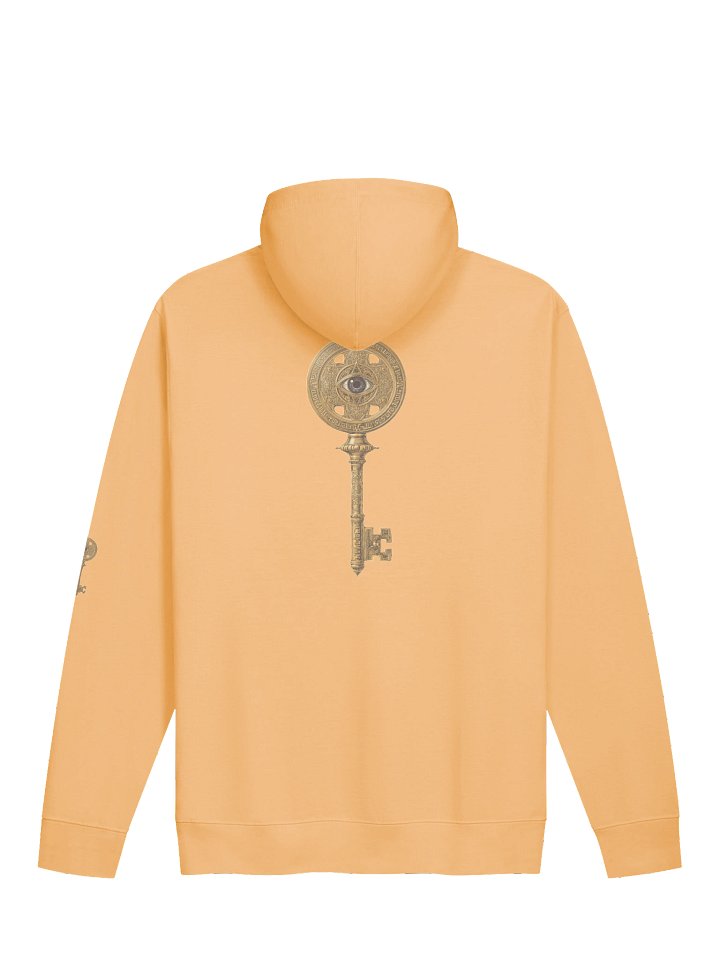 The Gatekeeper’s Key – Peach Reverse Edition (Back + Left Sleeve Print) | Unisex Midweight Hoodie product image (2)