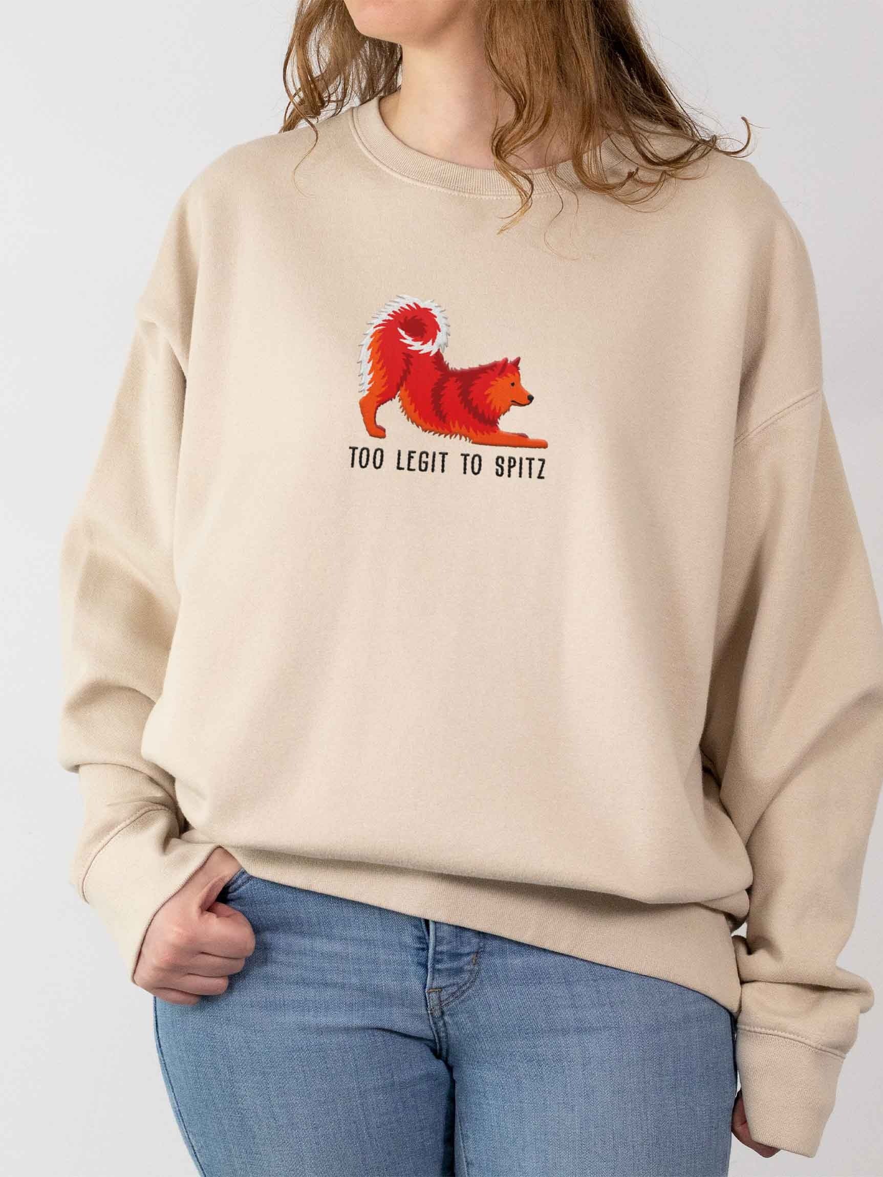 Too Legit to Spitz Sweatshirt (Embroidered) of a Finnish Spitz(Red) product image (2)