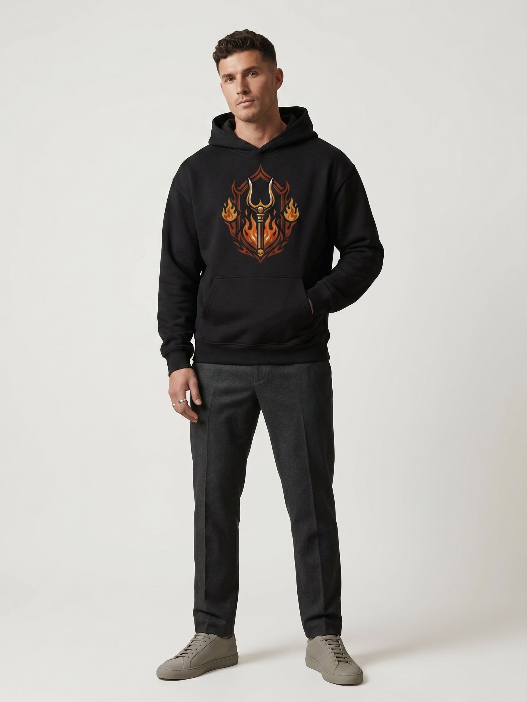 Hades Trident Flame Hoodie – Greek Mythology Streetwear Pullover product image (11)