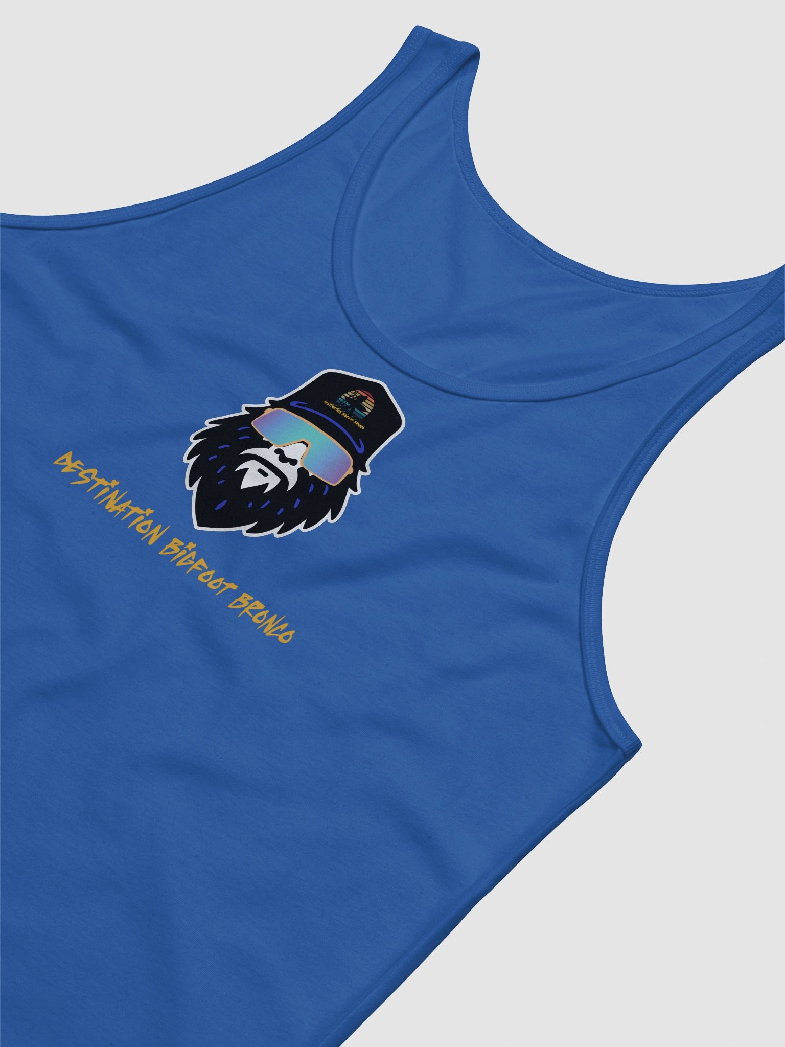 Destination Bigfoot Bronco Synthwave Bella+Canvas Jersey Tank (Blue) product image (3)