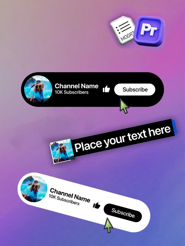 Animated YouTube Subscribe Button and Text Lower Third for Adobe Premiere Pro! | Mini Creator Pack product image (1)