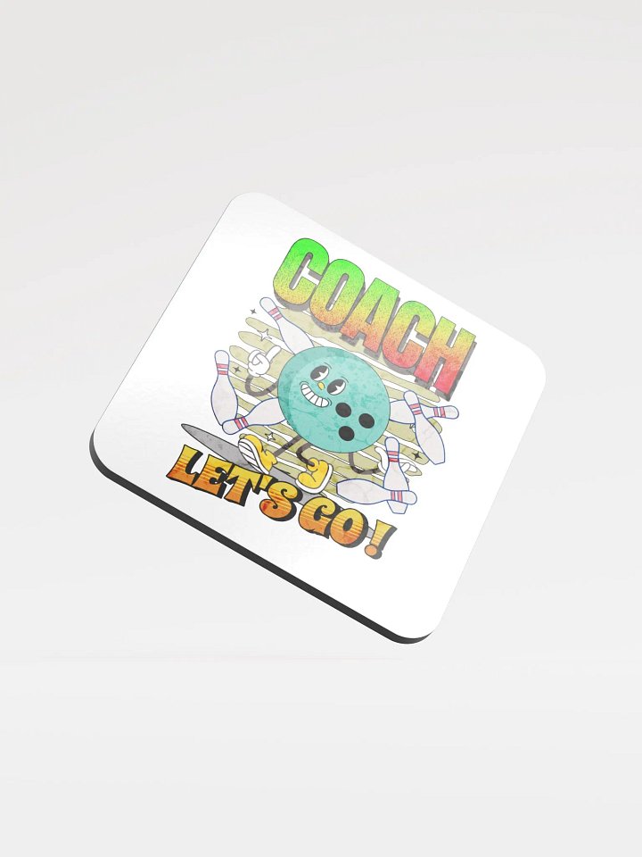 Retro Mascot Coach Bowling Excited Cork Coaster product image (2)