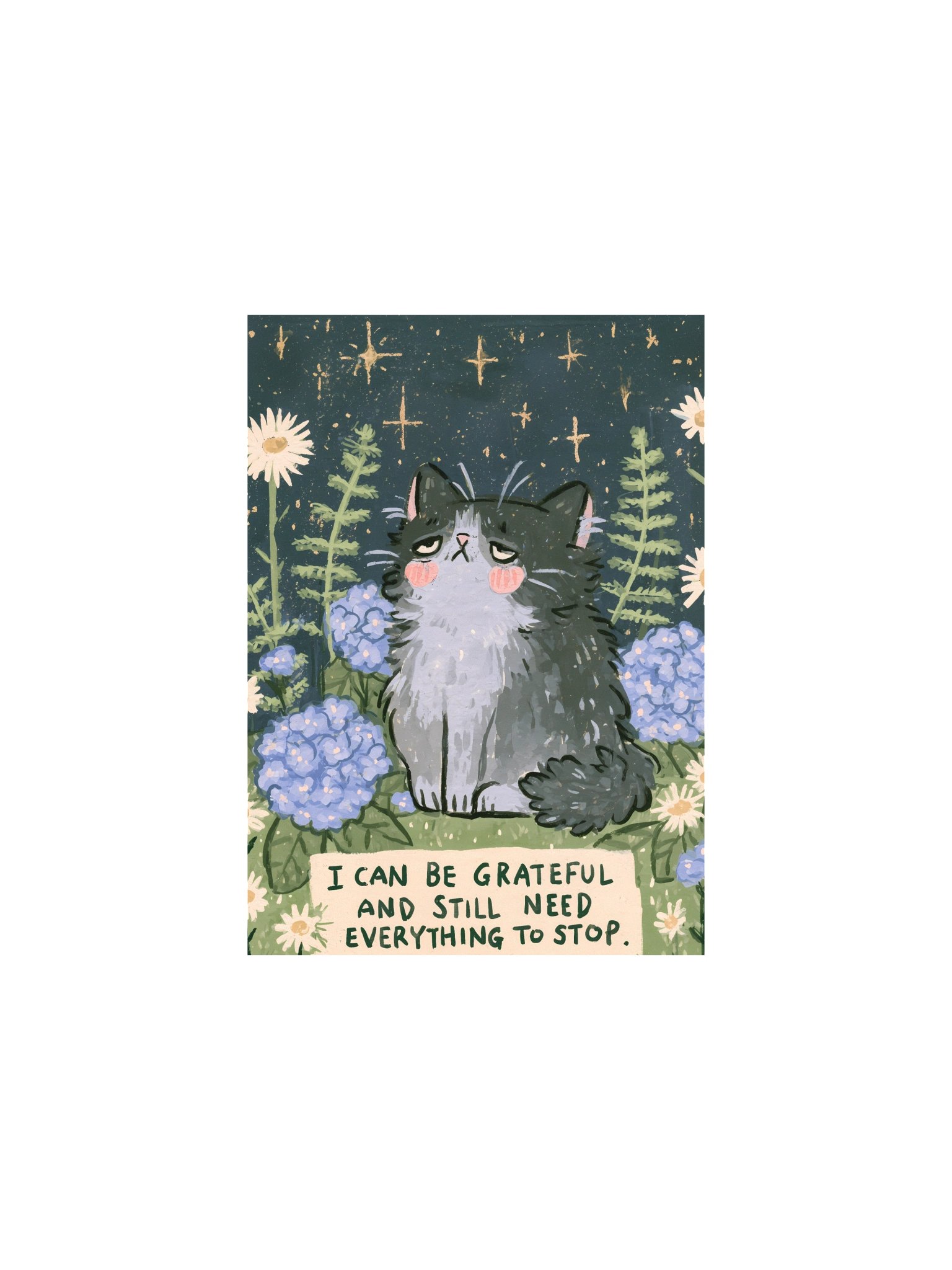 Grateful Cat Floral Quote Poster product image (6)
