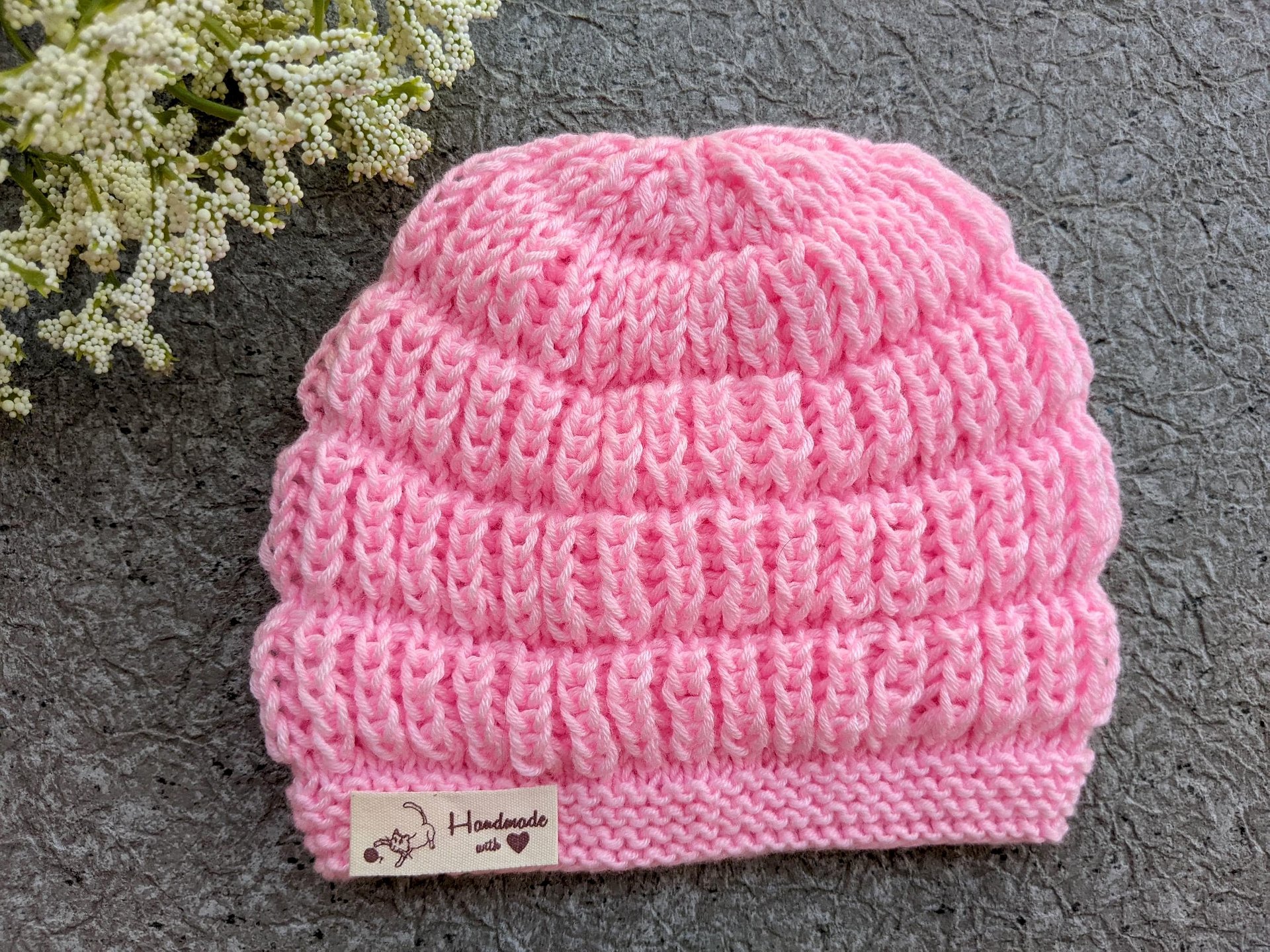 Flat Knit Brioche Stitch Baby Hat Pattern product image (4)