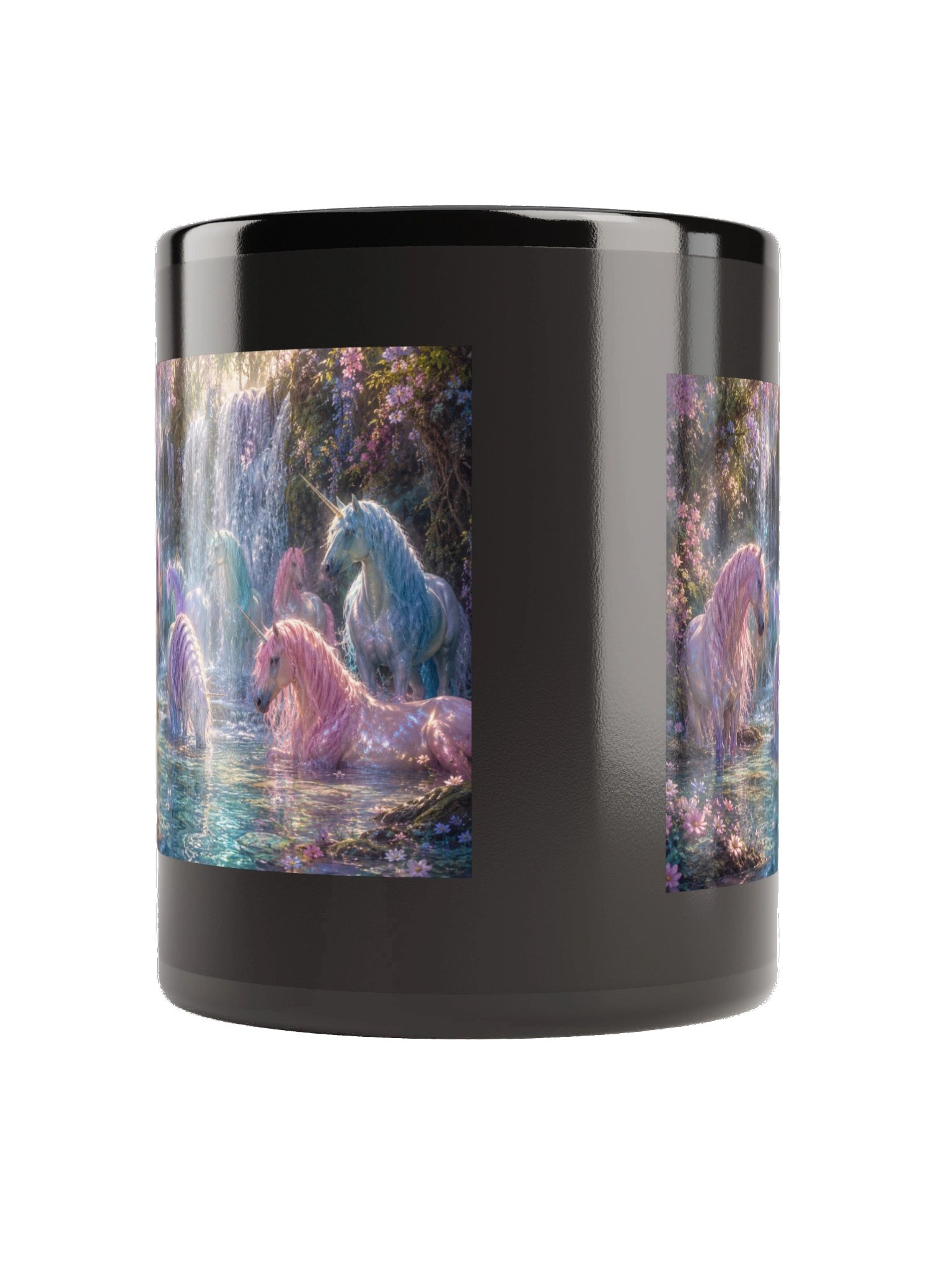Waterfall Unicorns Black Glossy Mug product image (8)