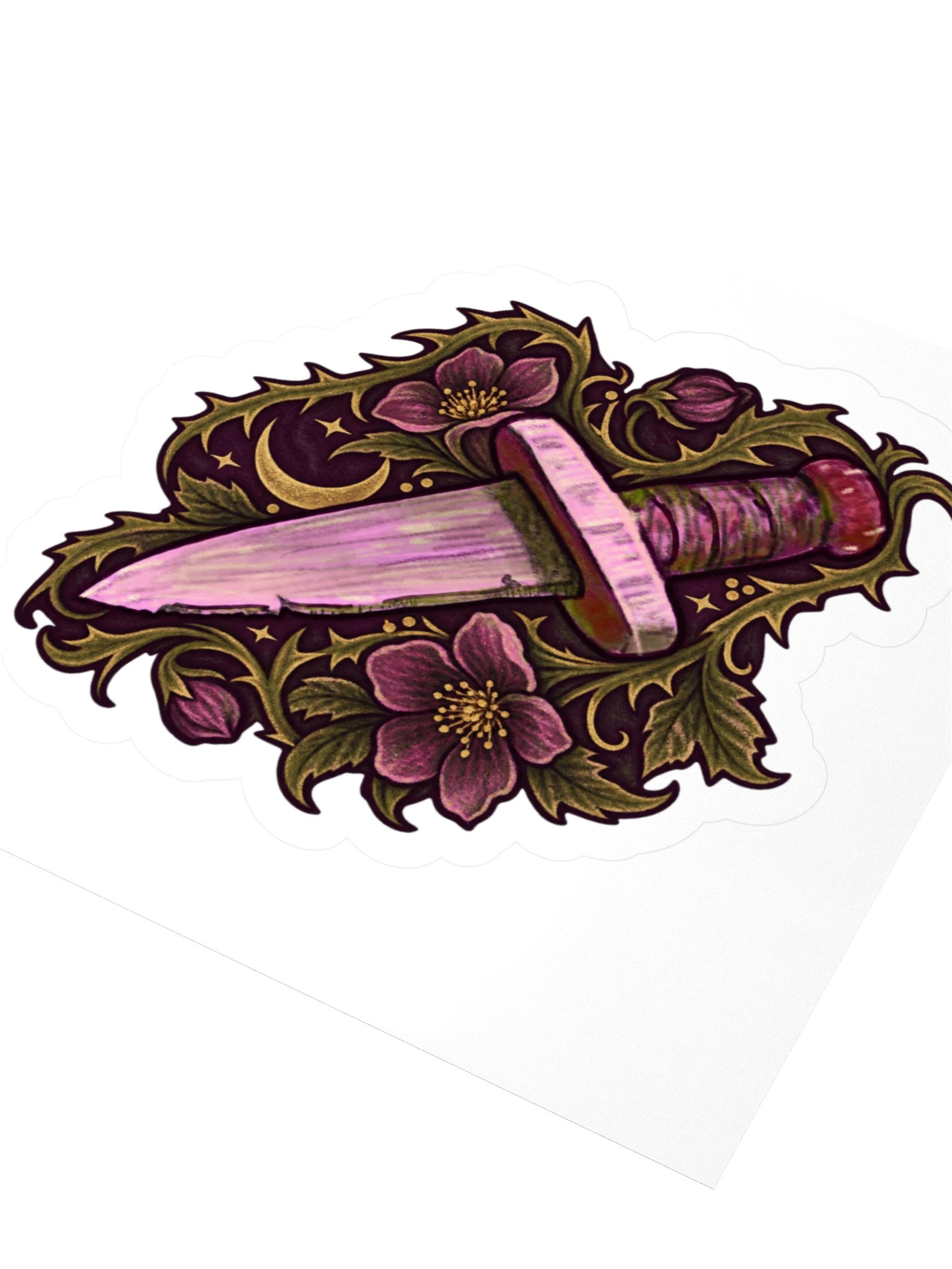 Mystic Dagger Floral Kiss Cut Sticker product image (8)