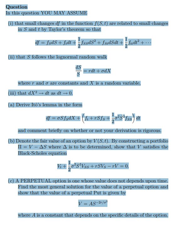 TD - Itos lemma, Black-Scholes equation and a perpetual option product image (1)