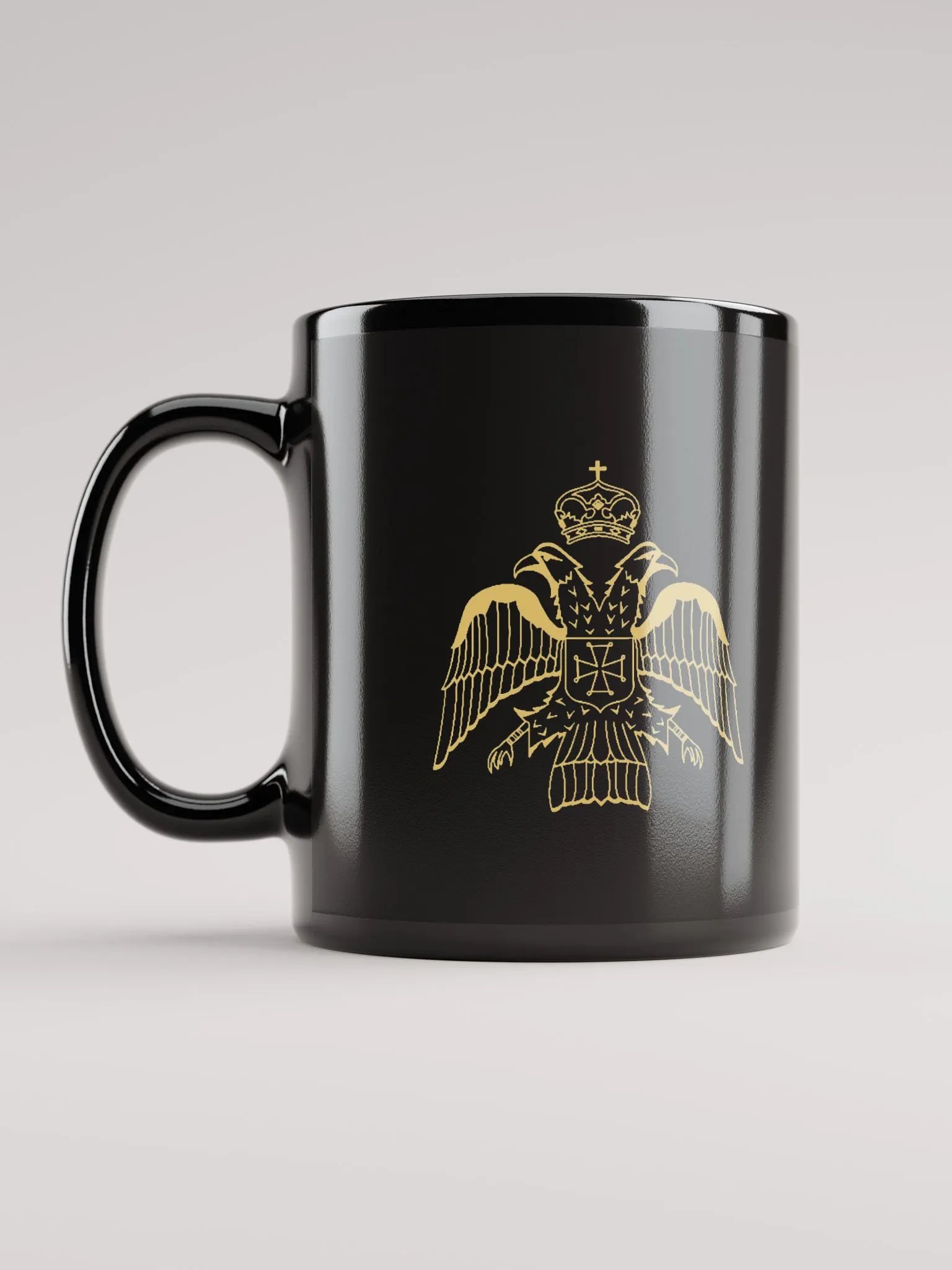 Double-Headed Eagle Gold Orthodox Christian Mug – Black Religious Coffee Cup, Faith Gift product image (6)
