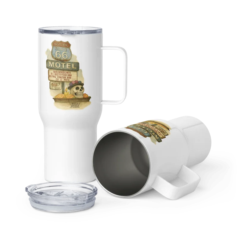Route 66 Day of the Dead Travel Mug – Mel’s Angels Motel Skull Día de los Muertos Tumbler product image (4)