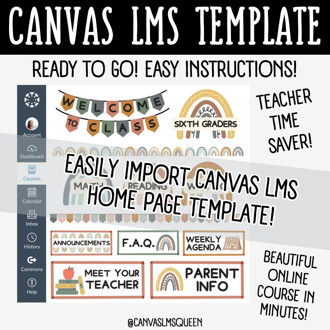 Canvas LMS Template - COURSE BUNDLE - Boho Rainbow - 100% Customizable product image (6)