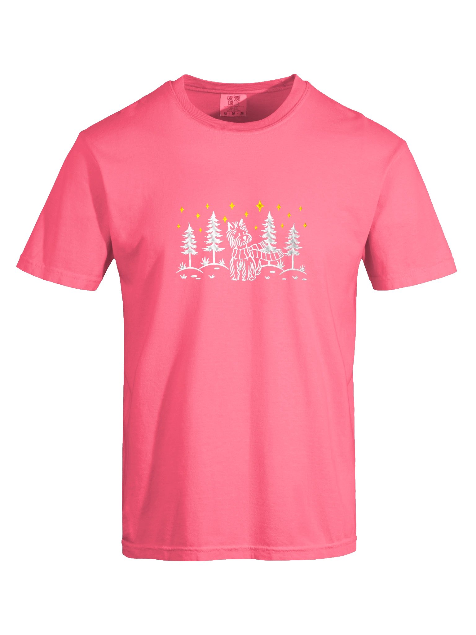 Yorkshire Terrier Winter/Christmas Line Art Design Embroidered T-Shirt product image (45)