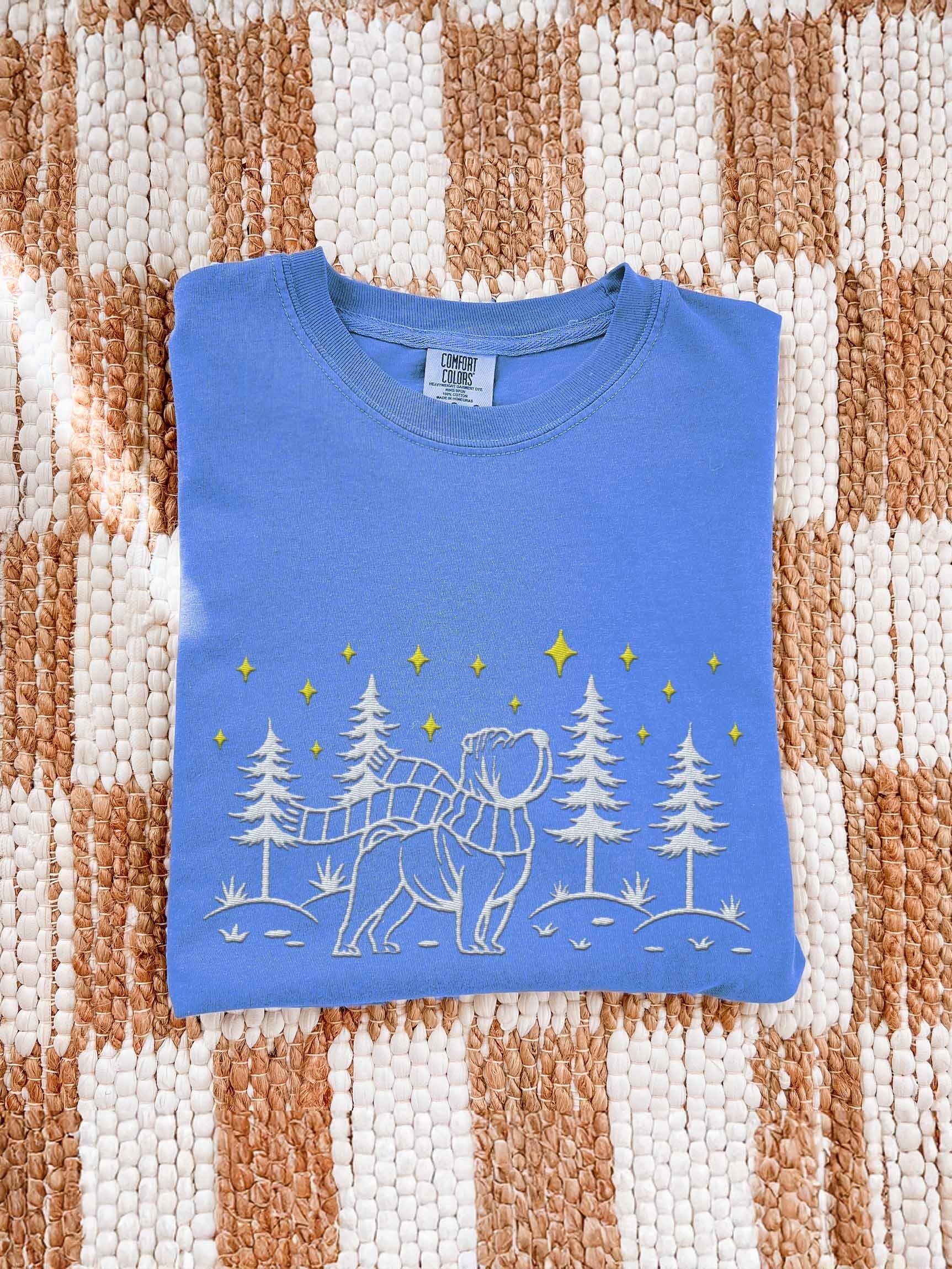 Shar Pei Winter/Christmas Line Art Design Embroidered T-Shirt product image (1)